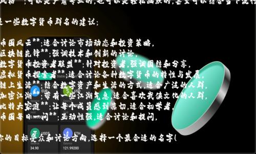 给数字货币群起名时，可以从以下几个方面考虑：

1. **关注内容**：考虑群里主要讨论什么内容，是关于投资、技术还是资讯。
2. **定位受众**：群体是针对新手投资者、老手还是职业交易员。
3. **风格**：可以是严肃专业的，也可以是轻松幽默的，甚至可以结合当下流行文化。

下面是一些数字货币群名的建议：

1. **币圈风云**：适合讨论市场动态和投资策略。
2. **区块链先锋**：强调技术和创新的讨论。
3. **数字货币投资者联盟**：针对投资者，强调团结和分享。
4. **虚拟货币探索者**：适合讨论各种数字货币的特性与发展。
5. **链上生活**：结合数字资产和生活的方式，适合广泛的人群。
6. **加密江湖**：带有一些江湖气息，适合喜欢武侠文化的人群。
7. **比特大家庭**：让每个成员感到亲切，适合初学者。
8. **币圈每日一问**：互动性强，适合讨论和提问。

根据你的目标受众和讨论方向，选择一个最合适的名字！